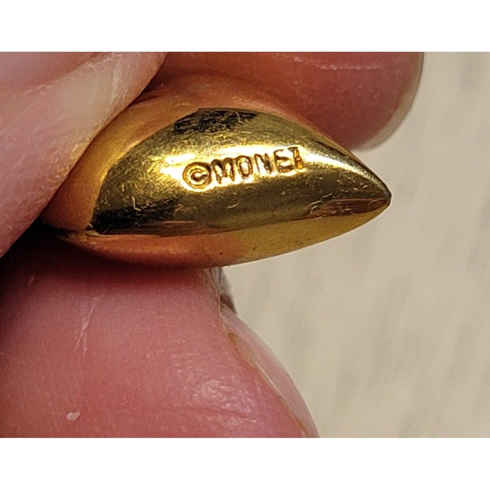 Vtg MONET Gold-tone Charm Holder Pendant w Heart, Christmas Tree And Whistle - Picture 8 of 8